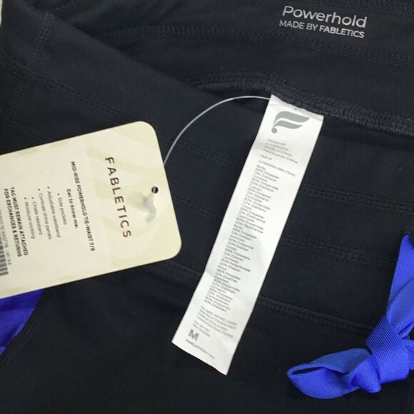 Fabletics Women Legging Medium Black Blue Mid-Rise Powerhold Tie Waist - Picture 6 of 7